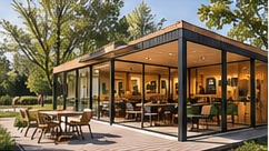 Espacio comercial modular con fachada acristalada